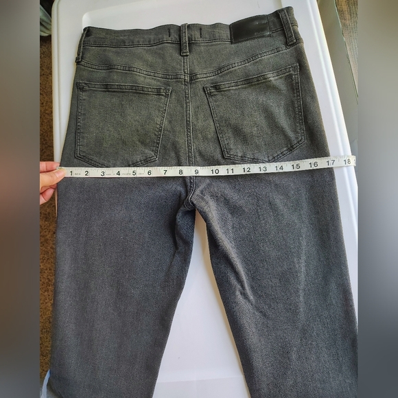 Madewell 10" high rise skinny jeans exposed button fly frayed Hem grey sz 27. - Picture 7 of 17